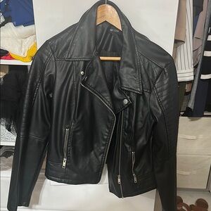 New Look Women's Black Leather Biker Jacket